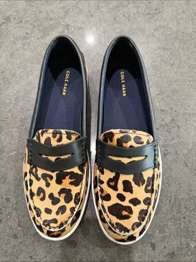 Cole Haan Leopard Print Loafers - Black & Tan NWOT